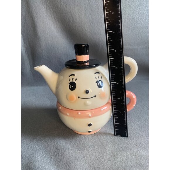 Johanna Parker Snowman Teapot and Teacup Set Vintage Johanna Parker Teapot Set - Picture 10 of 12
